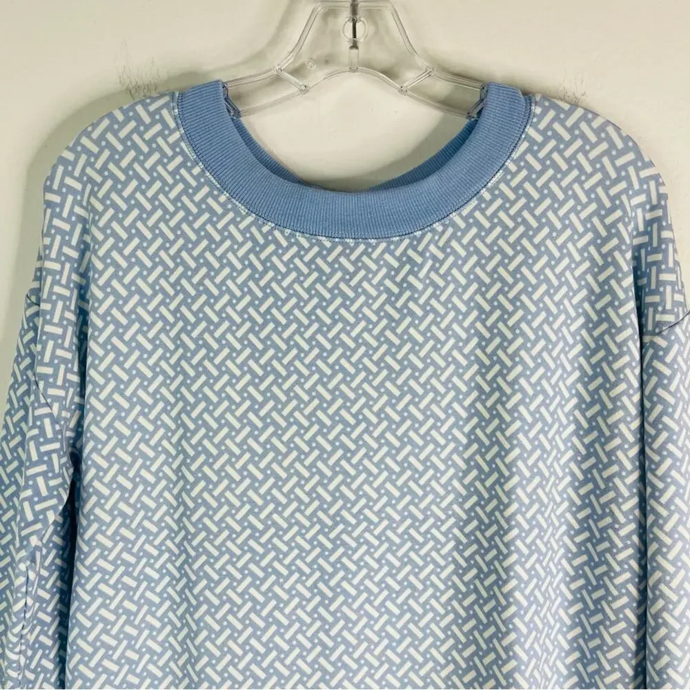 Talbots blue white loungewear activewear lightweight sweatshirt medium - Picture 2 of 7